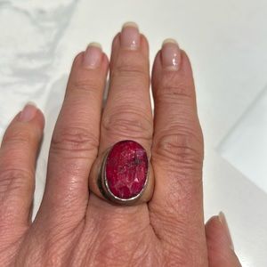 African Ruby and Sterling ring